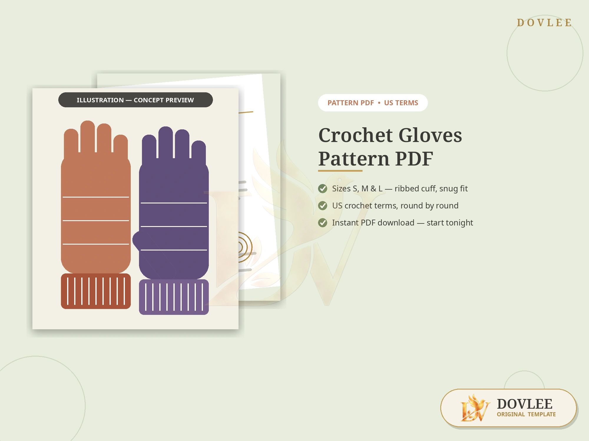Crochet Gloves Pattern PDF styled digital product preview