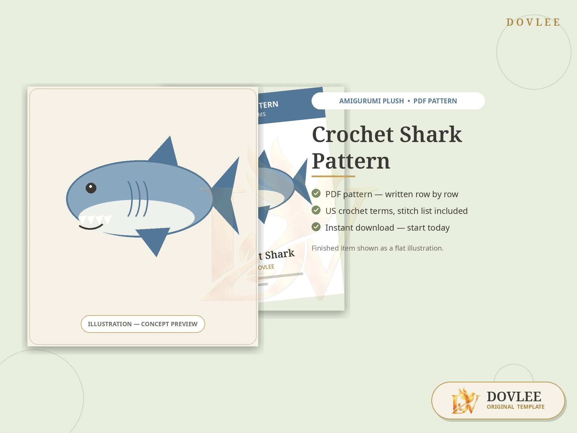 Crochet Shark Pattern styled digital product preview