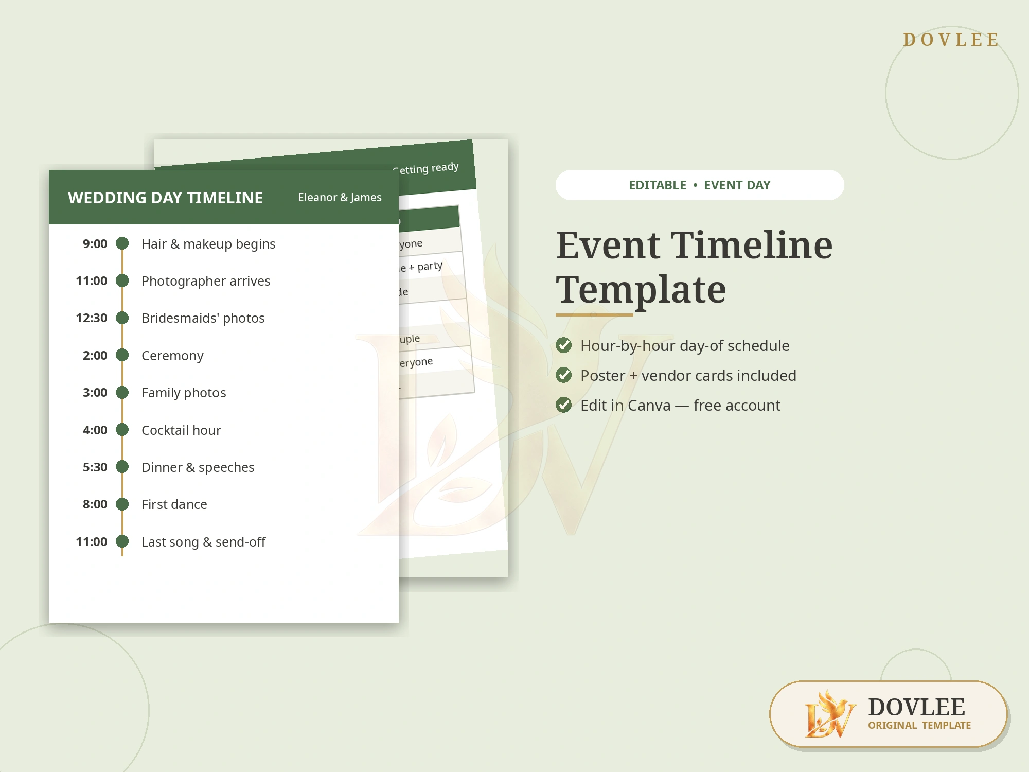 Event Timeline Template styled digital product preview
