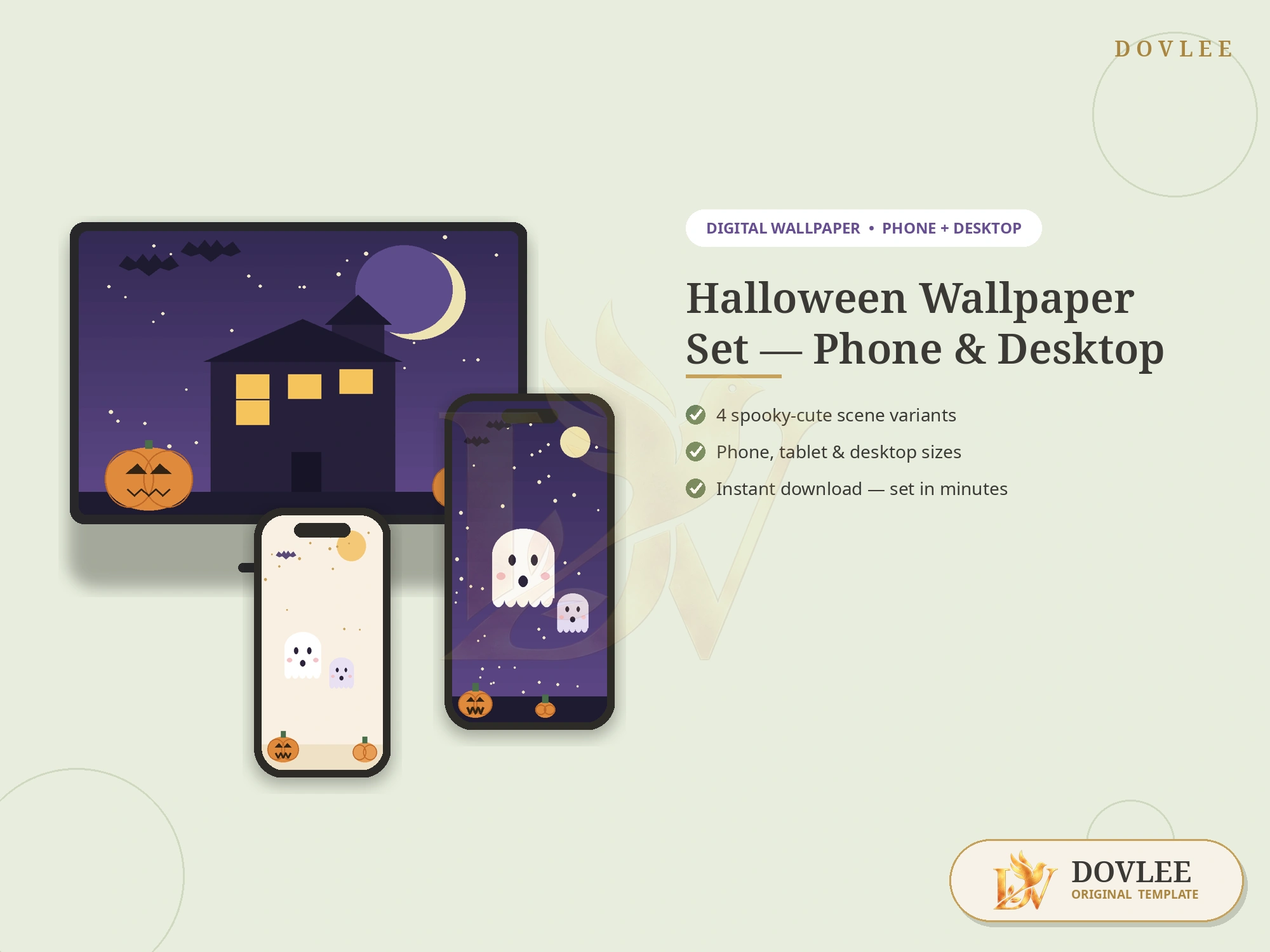 Halloween Wallpaper Set — Phone & Desktop styled digital product preview
