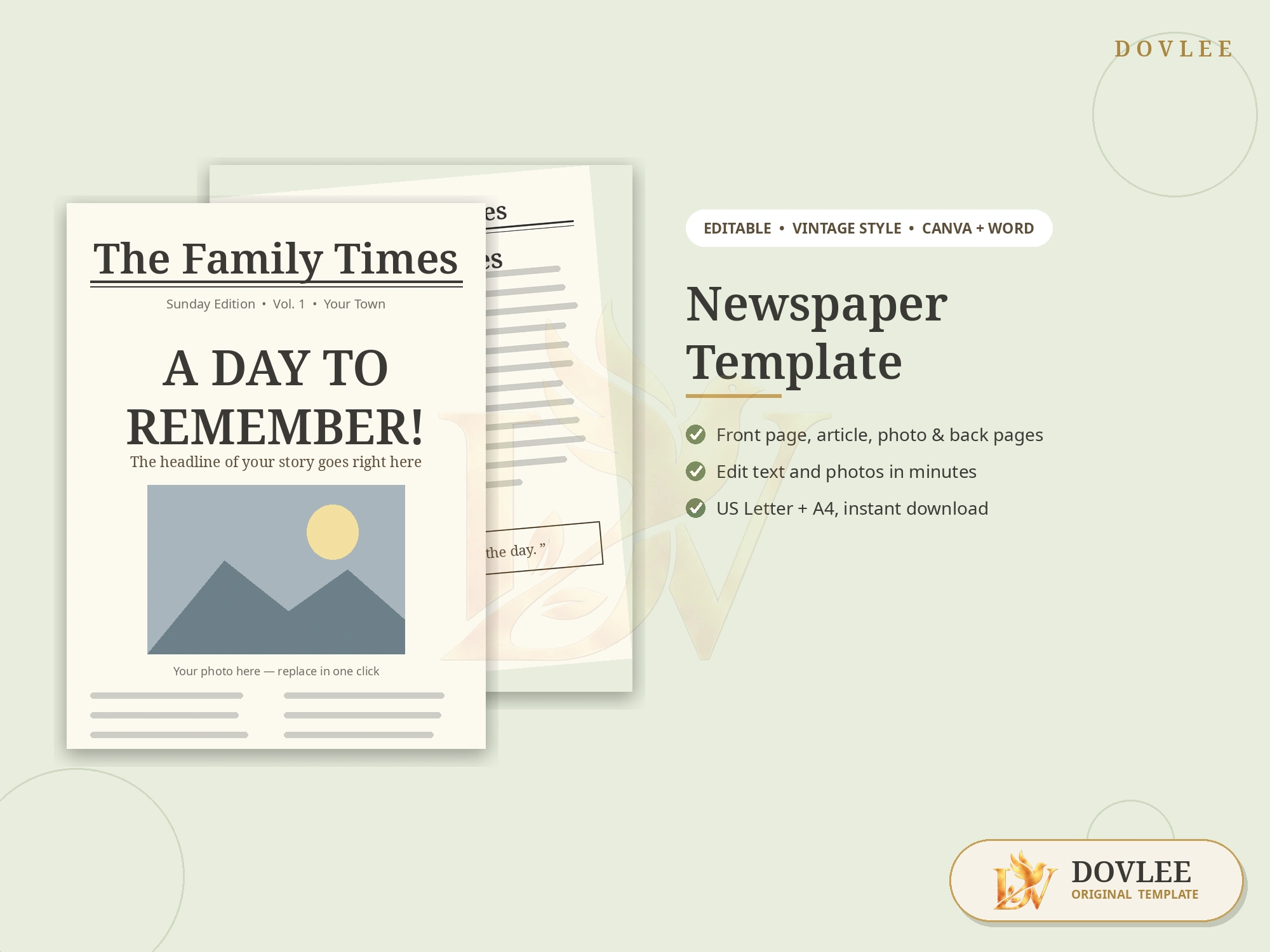 Newspaper Template styled digital product preview