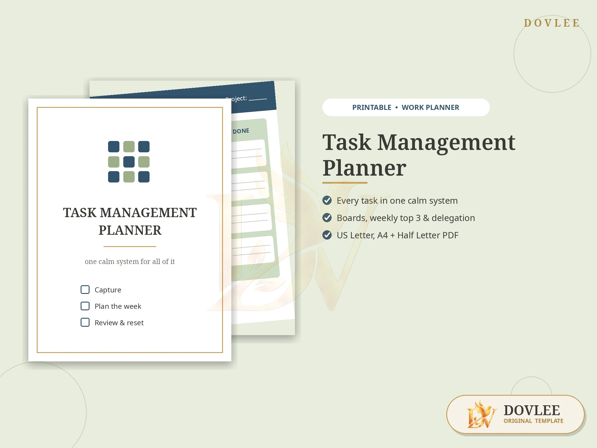 Task Management Planner styled digital product preview